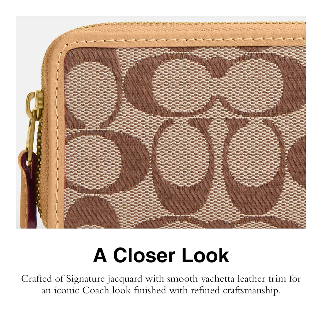 Coach Women's Crystal Signature Jacquard Essential Small Card Case, Mushroom, One Size