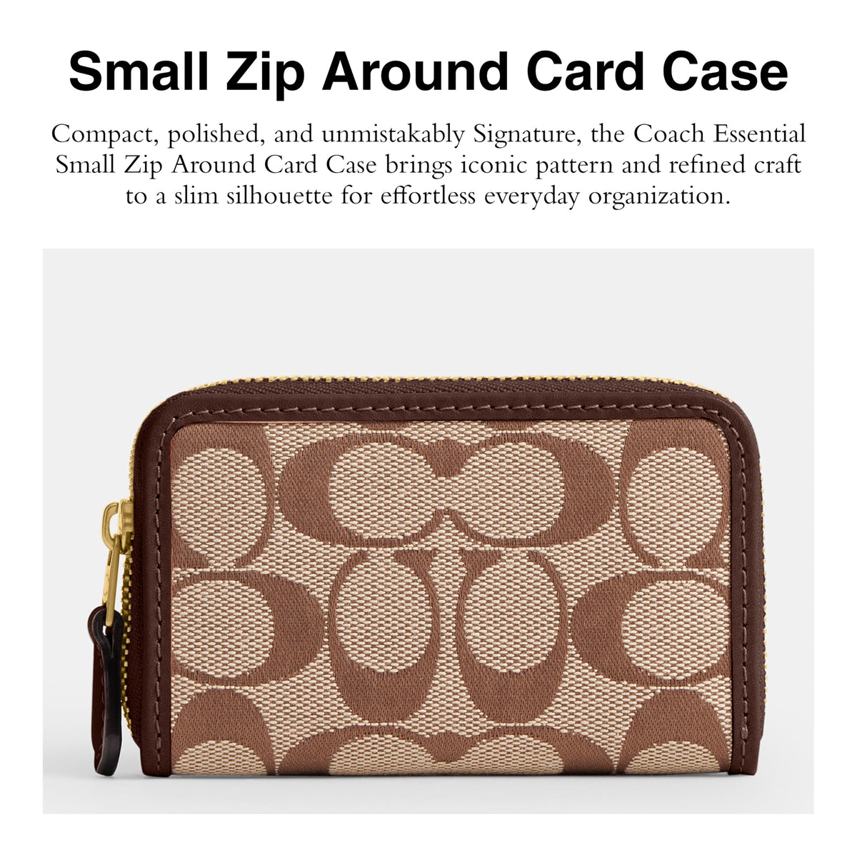 Coach Women's Crystal Signature Jacquard Essential Small Card Case, Mushroom, One Size