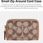 Coach Women's Crystal Signature Jacquard Essential Small Card Case, Mushroom, One Size